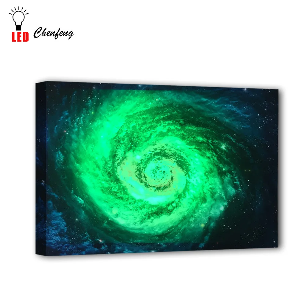 Красочные RGB светодиоды холст Настенный декор галактика фон космическая картина дистанционное управление холст печать освещенная живопись детский подарок