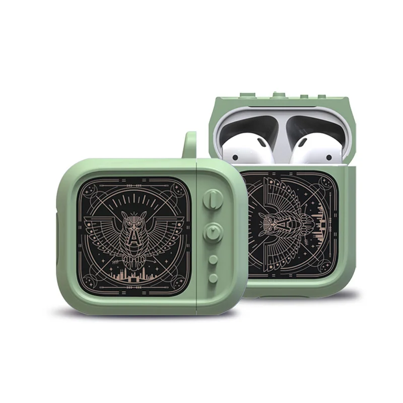 Ретро телевизионные наушники Защитный чехол силиконовый ударопрочный для AirPods @