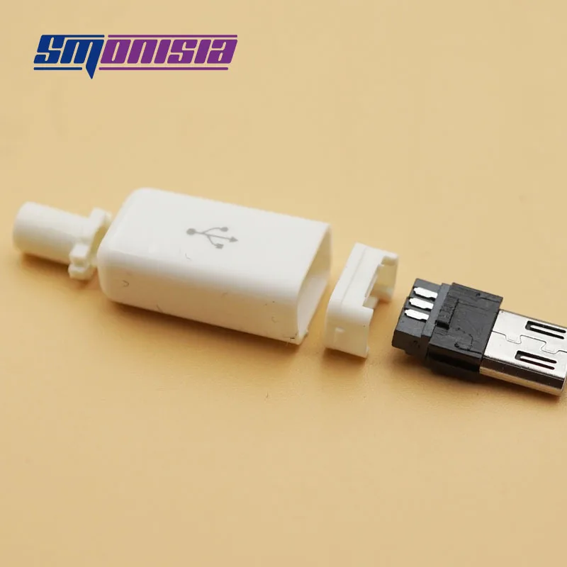 Smonisia 20 комплектов Micro USB штекер 5 Pin разъем с белым пластиковым покрытием сварочный