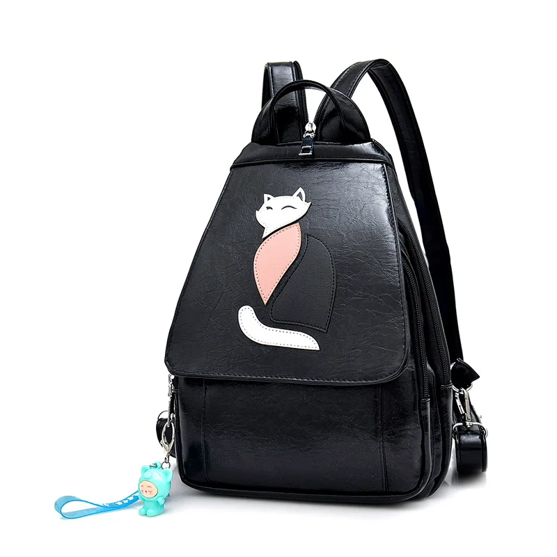 Женский маленький рюкзак модный Многофункциональный школьный из кожи лисы для