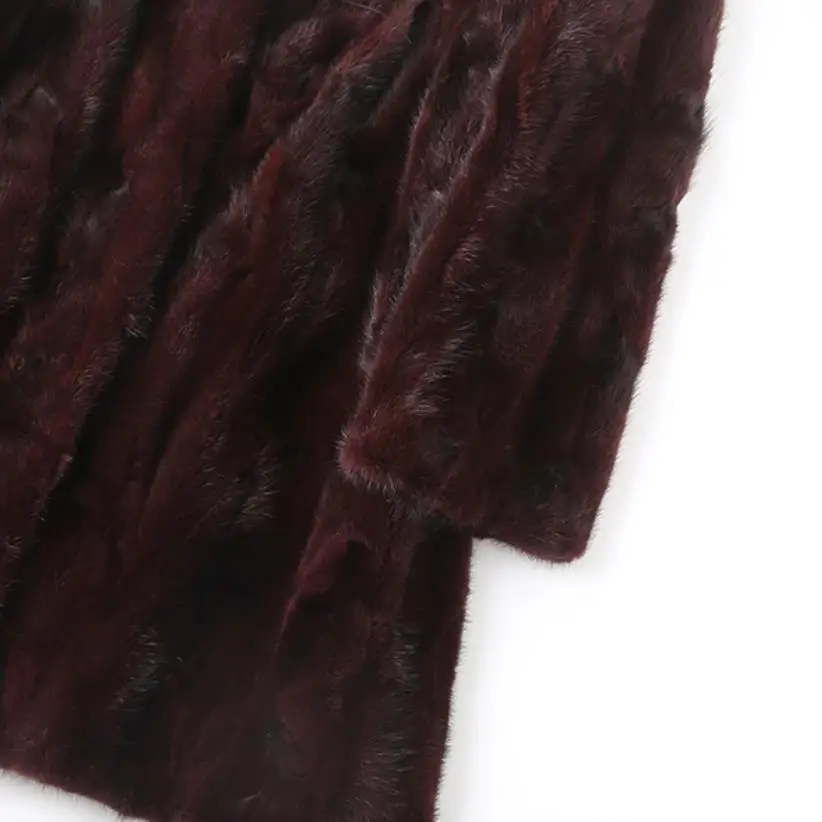 Женская длинная шуба из натурального меха норки с круглым вырезом|Шубы и