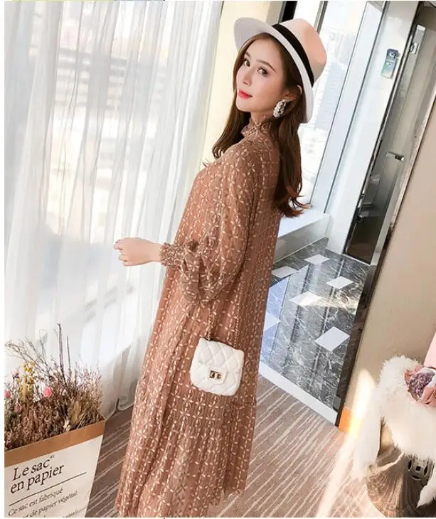 vestidos Free shiping Hot Sale fashion temperament Round Collar Long Sleeve Slim Sexy dress women Chiffon Dress | Женская одежда