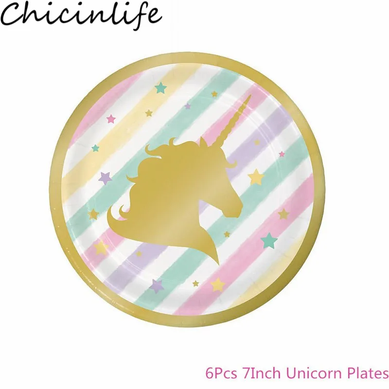 Chicinlife Unicorn Party Disposable Tableware Paper Cups Plates Napkins Tablecloth Banner Baby Shower Birthday Supplies | Дом и сад
