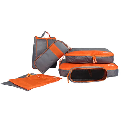 Orange Gray 7 шт. Водонепроницаемая дорожная сумка для хранения одежды нижнее белье бюстгальтер обувь куб Органайзер для багажа Сумка семейный разделитель для шкафа Органайзер - Цвет: Orange Gray