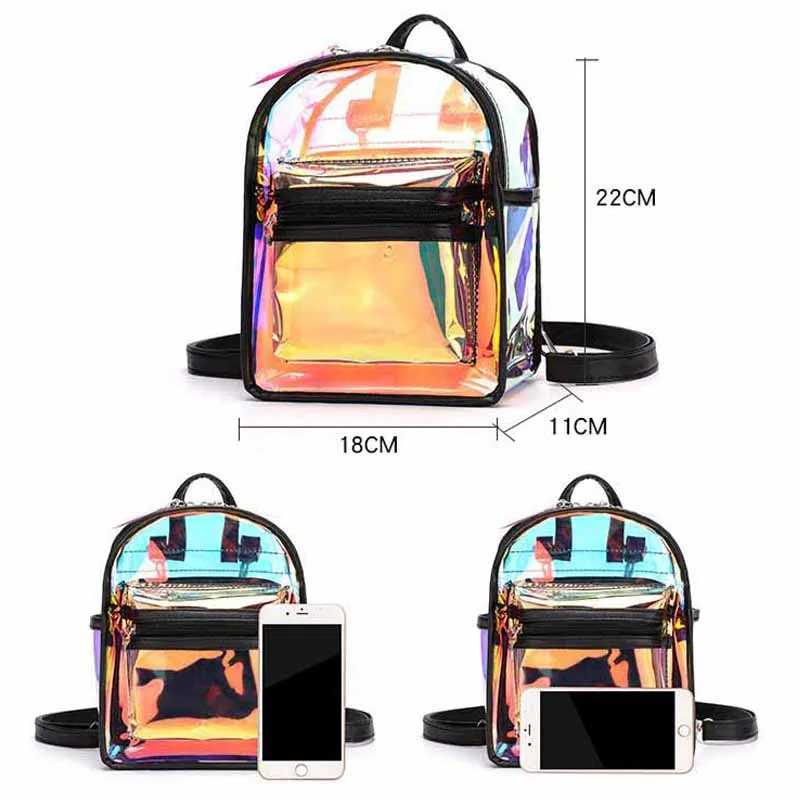 Новинка 2020 стильные женские рюкзаки с лазерной голограммой мини ПВХ женская