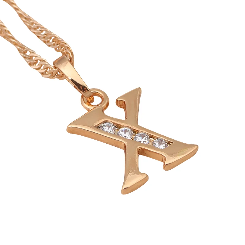Ayowei Hot buying in Worldwide 26 Letters k Yellow gold tone crystal necklaces &amp pendants fashion jewelry LN156A for women | Украшения и