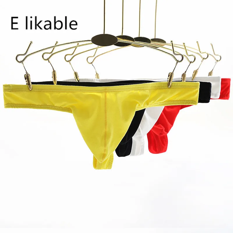 

E likable Europe and the United States new youth fashion men's underwear cotton breathable sexy low waist solid color thong