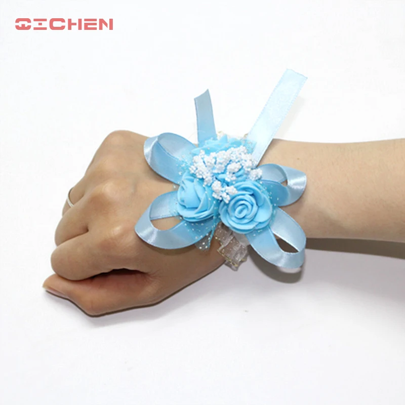 Модный корсаж для невесты цветы шарик DIY искусственные на запястье розы