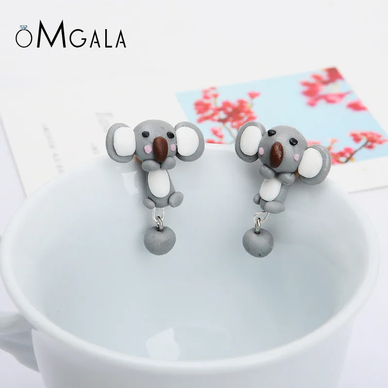 Серьги ручной работы из полимерной глины в виде слона мультфильма DIY милые