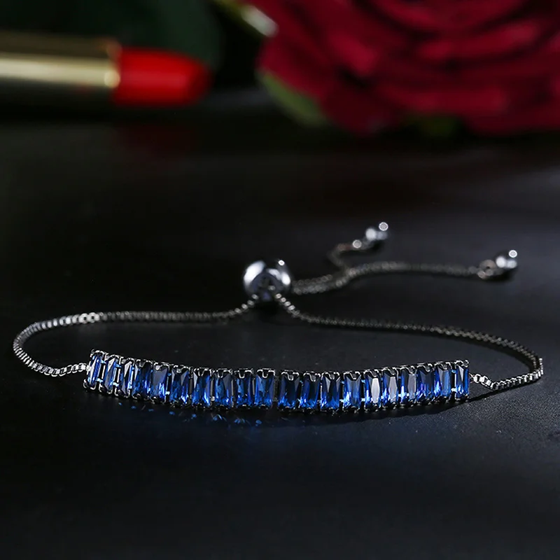 CARSINEL Brand Silver color Bracelets &amp Bangles for Women Colorful Cubic Zirconia chain Bracelet femme Wedding Jewelry BR0253 | Украшения