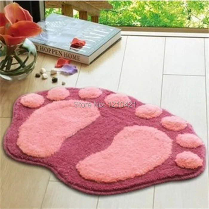 New Super Soft Nonslip Microfiber Lovely Flocking Big Feet Pad Floor Mat Bedroom Area Rug Carpet 58.5*38.5cm 5 Colors Available | Дом и сад
