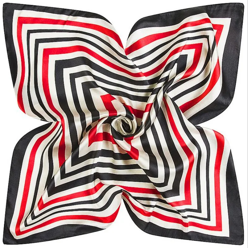 Маленький квадратный шелковый шарф стюардесс с геометрической бахромой 60x60 см