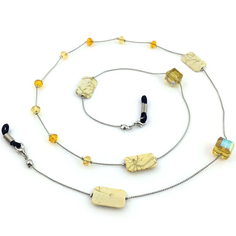

Newest 10 Colors Geometric Square Beaded Eyeglass Holder Sunglasses Lanyard Neck Strap Cord Slip Metal Glasses Chain