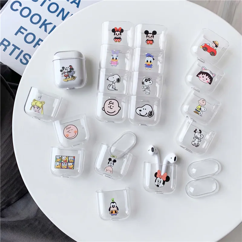 Прозрачный чехол с рисунком Микки и Минни для airpods Bluetooth беспроводная гарнитура