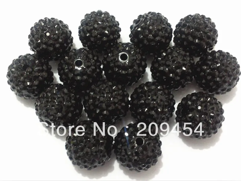 Бусины шарики из черной смолы со стразами крупные бусины для изготовления