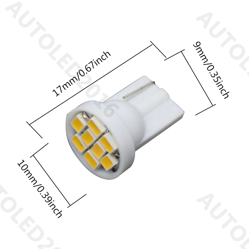 Светодиодсветодиодный лампы W5W T10 8 SMD 1206 10 шт. светодиодные 168 192 лампа с теплым