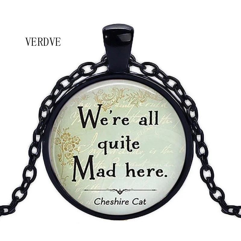 Мы все очень зол Алиса в стране чудес хрустальный стеклянный кулон ожерелье