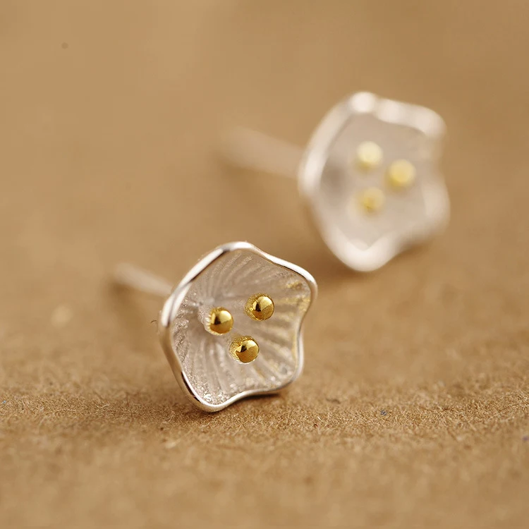 

925 sterling svearrings original flowers Japan and South Korea wild temperament flowers earrings fashion simple woman gifts