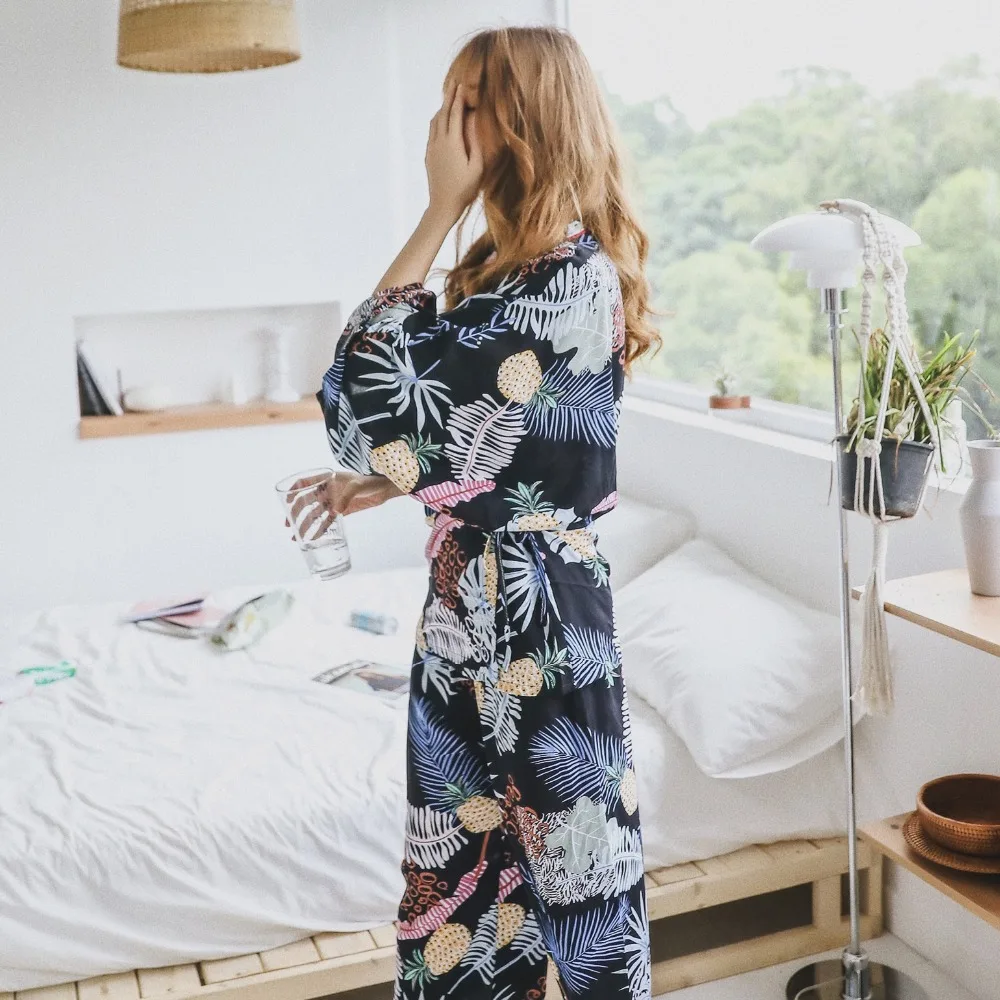 JRMISSLI для женщин пижамы Пижамный костюм цветочный принт белье Pijama осень зима Femme |