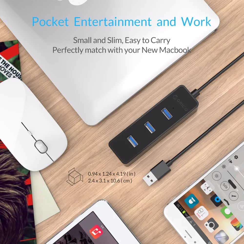 ORICO W5PH4 4 порта USB 3 0 концентратор для ноутбука/ультрабука с микросхемой VL812 новый