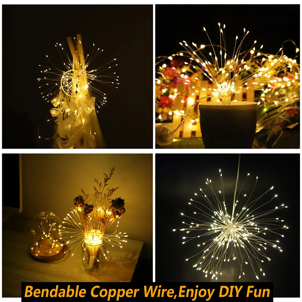 DIY LED Fairy String Light 150LEDS Battery Operated Starburst Holiday with Remote Control Decoration for Garden Room Party | Освещение
