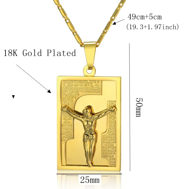 Цепочка с подвеской в виде креста изображением Иисуса|Ожерелья подвеской| |