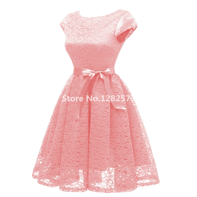 В наличии розовый кружева полный коктейльные платья Элегантные Короткие