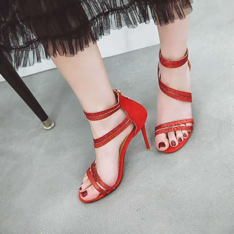 Сандалии на высоком каблуке Женская обувь Летние женские тонкие туфли с