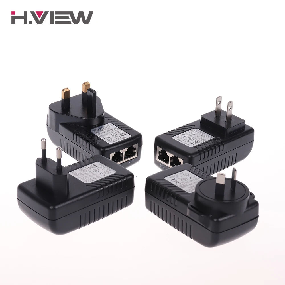 H. VIEW 48 В 0.5A PoE инжектор 24 Вт PoE адаптер для ip-камеры CCTV штекер CCTV источник питания для камеры наблюдения