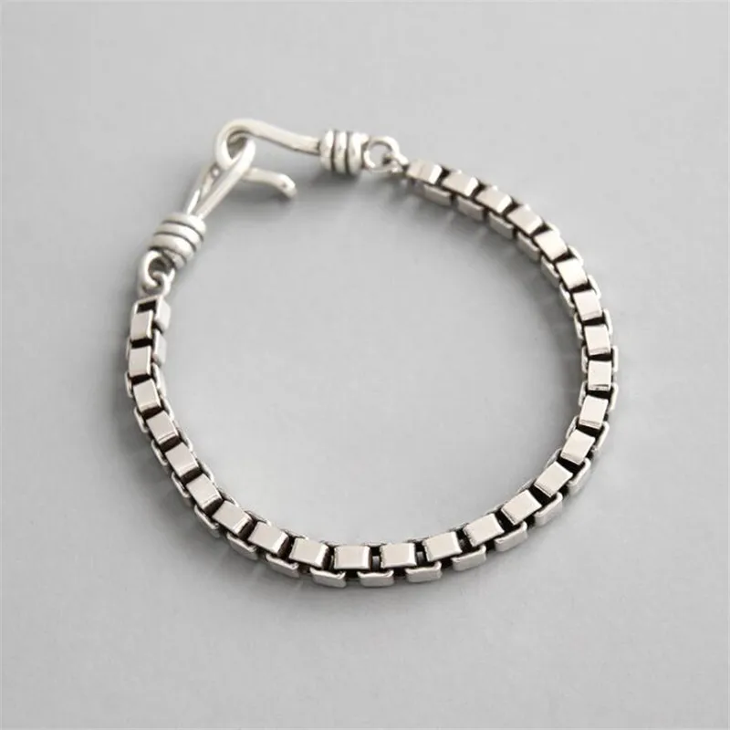 

ying Vahine Silver 925 Jewelry Fashion 4mm Wide Couple Bracelets for Women Valentines Gift pulseira feminina
