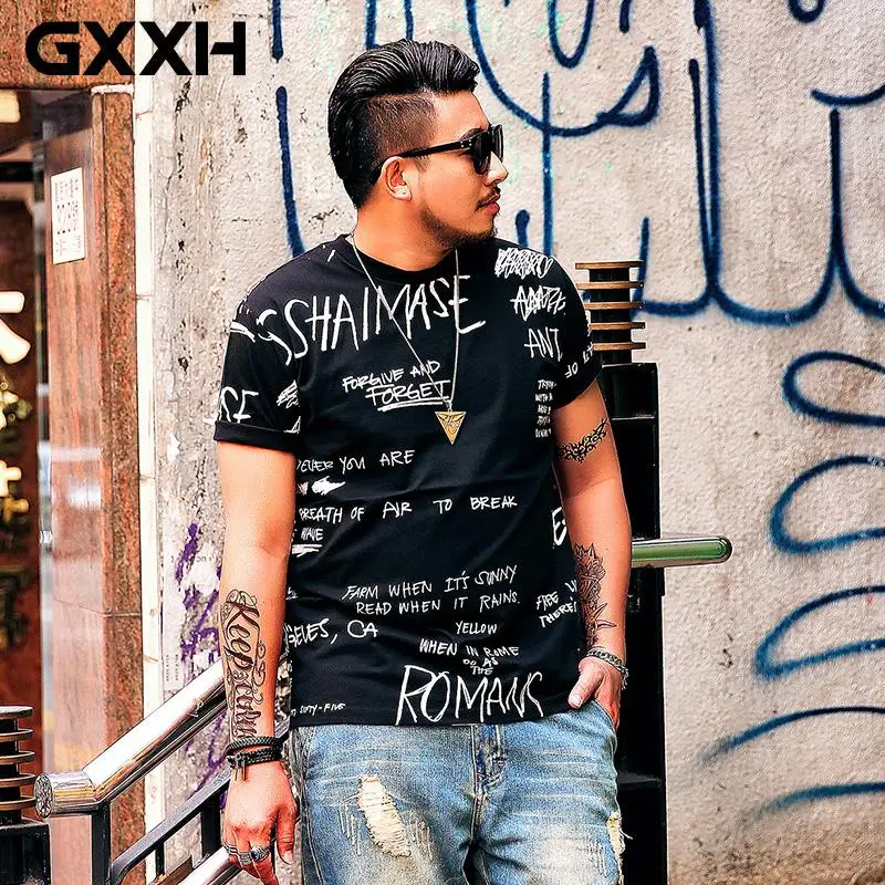 GXXH Летняя мужская футболка размера плюс 3XL 4XL 5XL 6XL 7XL большой размер Мужская футболка с буквенным принтом короткий рукав хлопок Топы Одежда