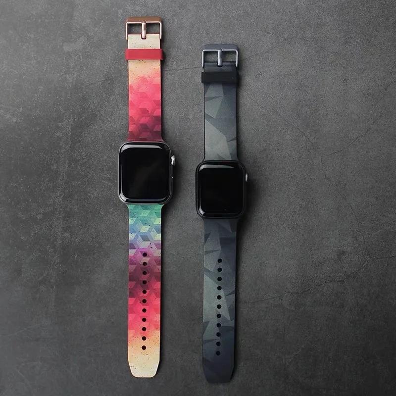 Граффити стиль силиконовый мягкий ремешок для Apple Watch 1 2 3 4 5 ремешок 38 мм 40 мм 42 мм 44 мм ремешок SmartWatch спортивный силиконовый наручный браслет