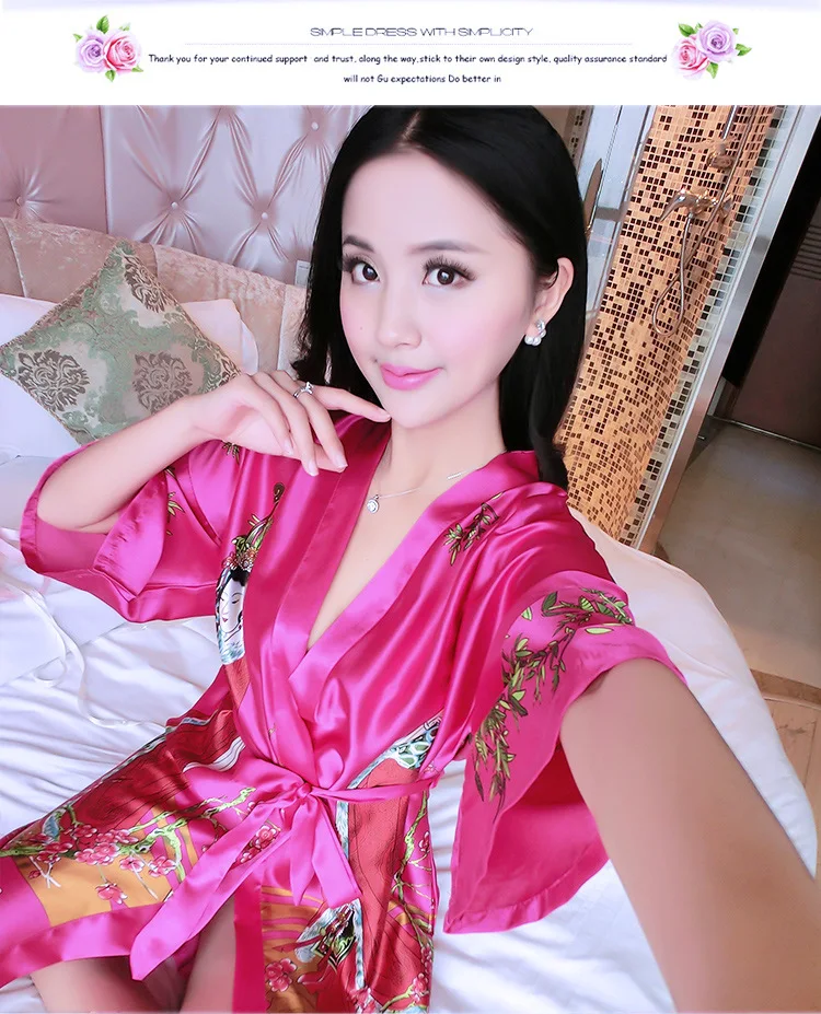 Халат женский Шелковый с винтажным принтом весна-лето | Женская одежда