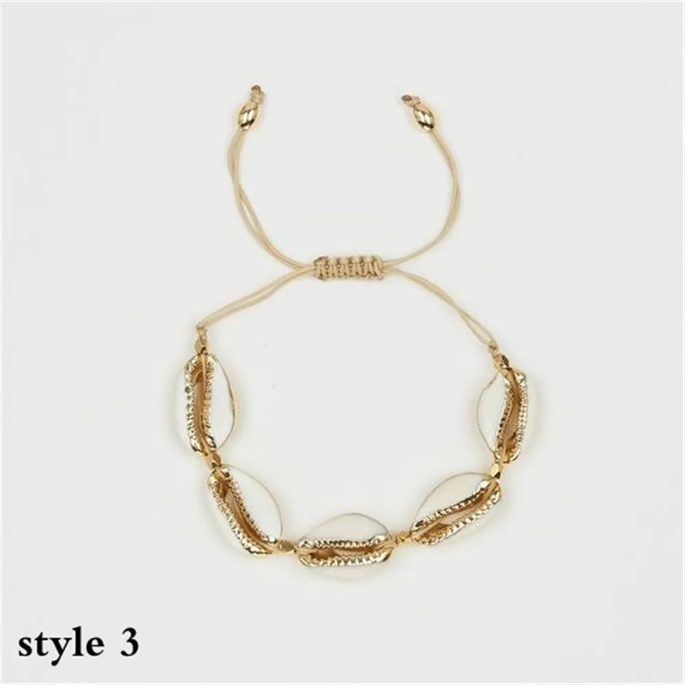 Модные ювелирные изделия из раковин Cowrie браслеты для женщин Нежный золотистый