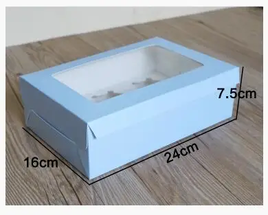 12 5Alice синее печенье упаковка для кексов ПВХ коробка подарка с прозрачным вырезом