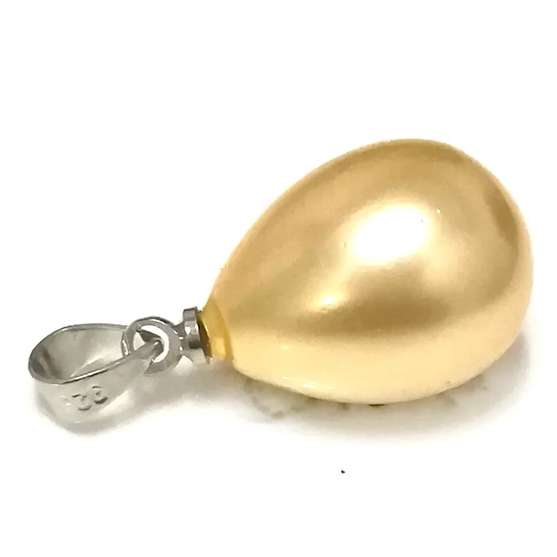 Wholesale 13-18mm Shiny Chocolate Raindrop Shell Pearl 925 Sterling Silver Pendent for Jewelry | Украшения и аксессуары