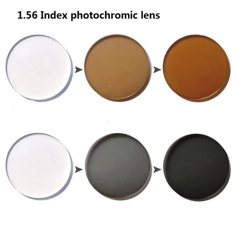 

1.56 1.61 1.67 Index Resin Photochromic Lens for Prescription Myopia Change Grey/brown in Sunshine Anti Glare UV400 Anti Scratch