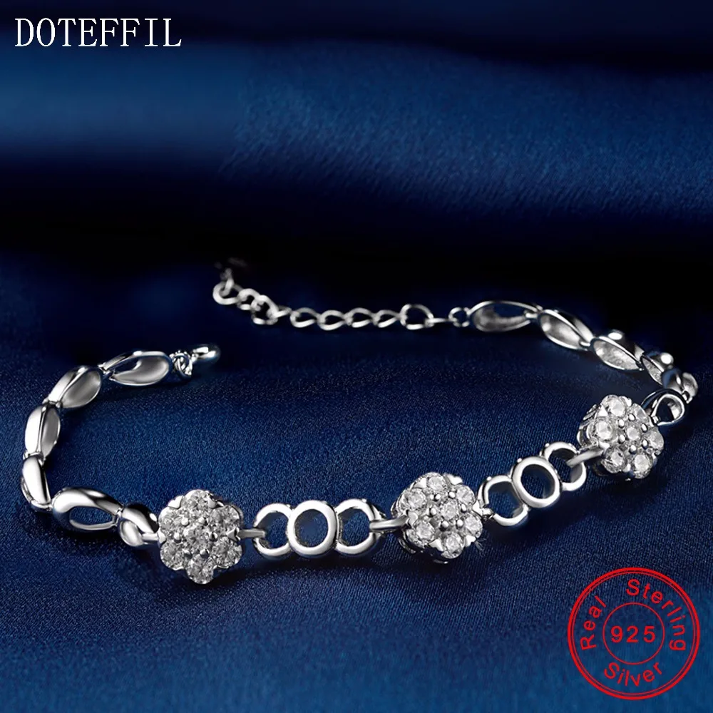 Очаровательный браслет для женщин из стерлингового серебра 925 пробы с цветком