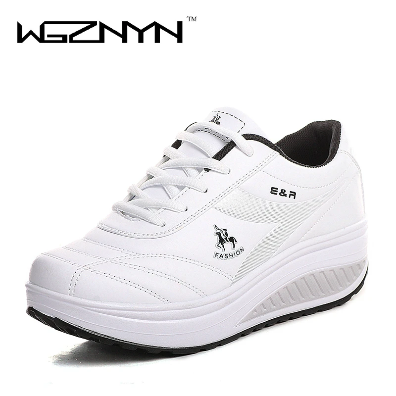 

WGZNYN 2022 Slimming Shoes Women Fashion Leather Casual Shoes Women Lady Swing Shoes Spring Autumn Factory Top Quality Shoes