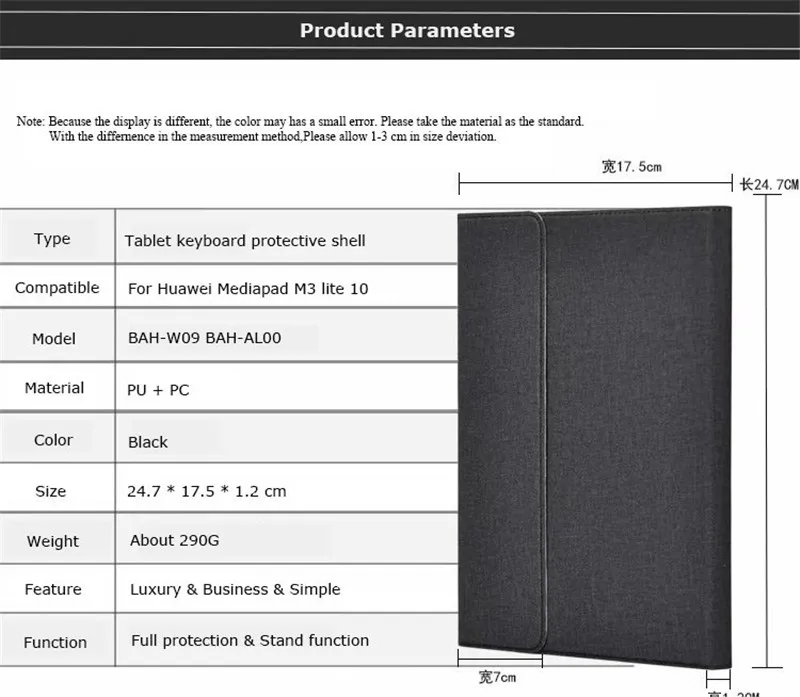 Кожаный чехол с клавиатурой Bluetooth для huawei MediaPad M3 Lite 10 BAH-W09 BAH-AL00 10,1 ''чехол для планшета huawei M3 lite 10