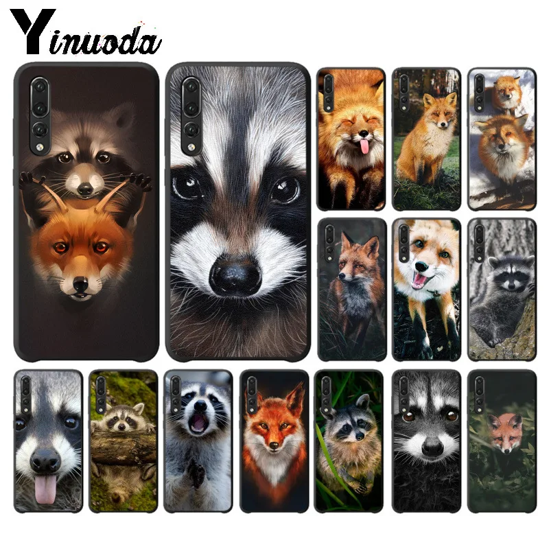 Мягкий чехол Yinuoda из ТПУ с рисунком животного енота лисы для Huawei P10 plus 20 pro P20 lite mate9
