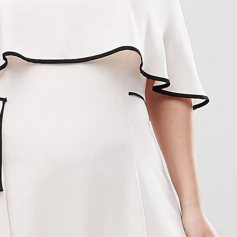 2018 летнее пляжное платье с косой вырез оборками коротким рукавом Макси плюс