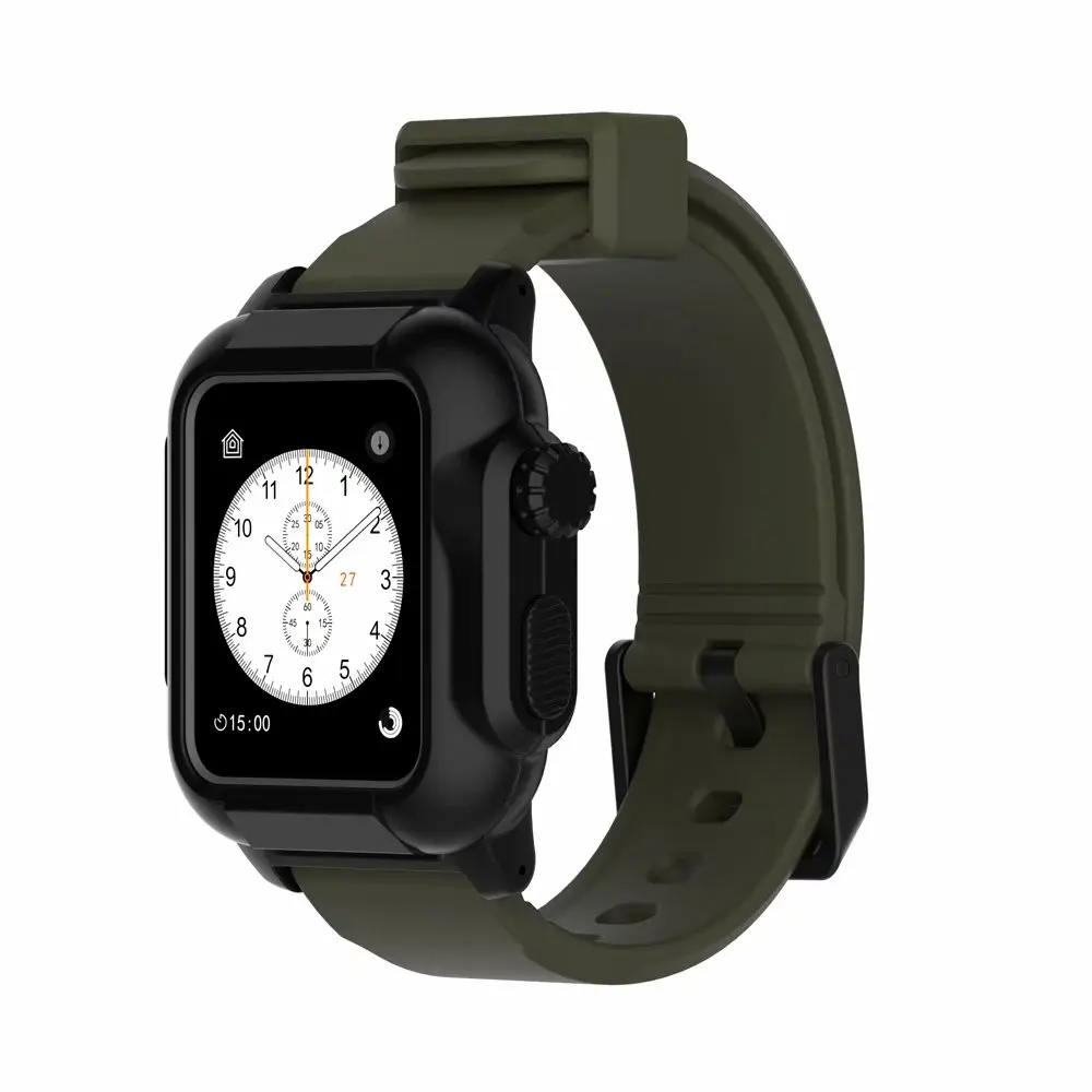 3 Army GreenBlack C Laforuta водонепроницаемый чехол для Apple Watch 4 с силиконовым ремешком 44 мм 40 мм iWatch ремешок ударопрочный бампер крышка спортивный ремешок полосы - Цвет ремешка: 3 Army GreenBlack C