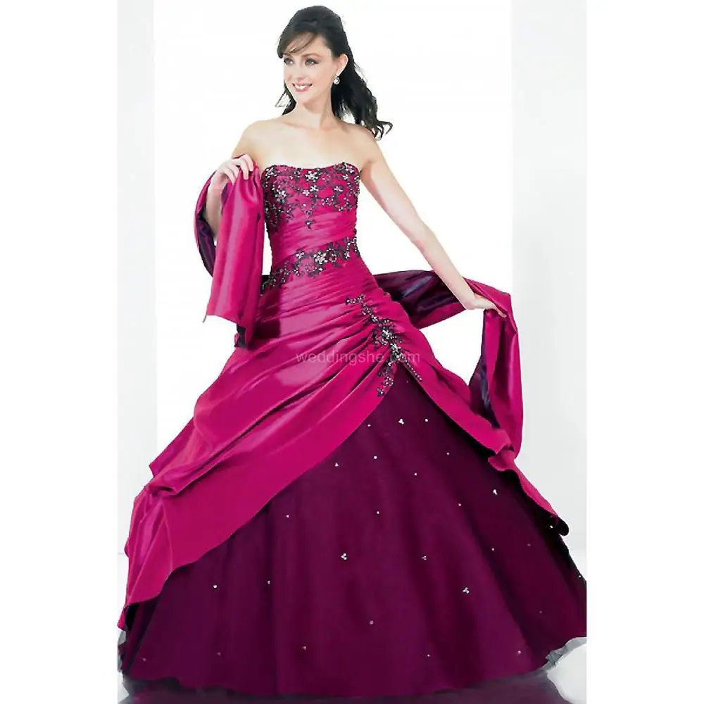 Inexpensive Hot Pink Ball Gown with Black Applique Quinceanera Dress 10985504 | Свадьбы и торжества