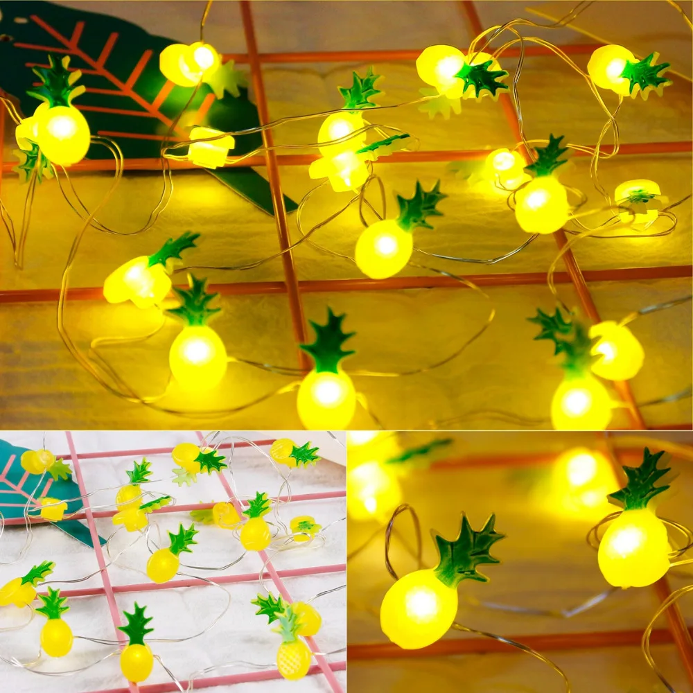 PATIMATE 2M 20LED String Light Pineapple Flamingo Decor Unicorn Party Tropical Birthday Supplies | Дом и сад