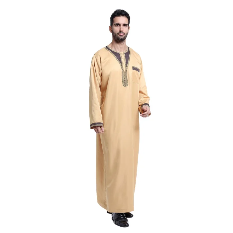 Модные Для мужчин Саудовская Стиль Тобе Thoub Абаи халат Daffah Dishdasha исламский