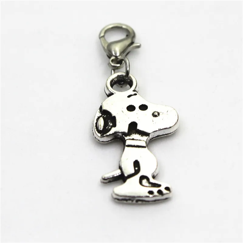 

New 20pcs/lot Silver Cute Dog dangle charms sports lobster clasp charms for bracele/pendant hanging charms jewelry accessory