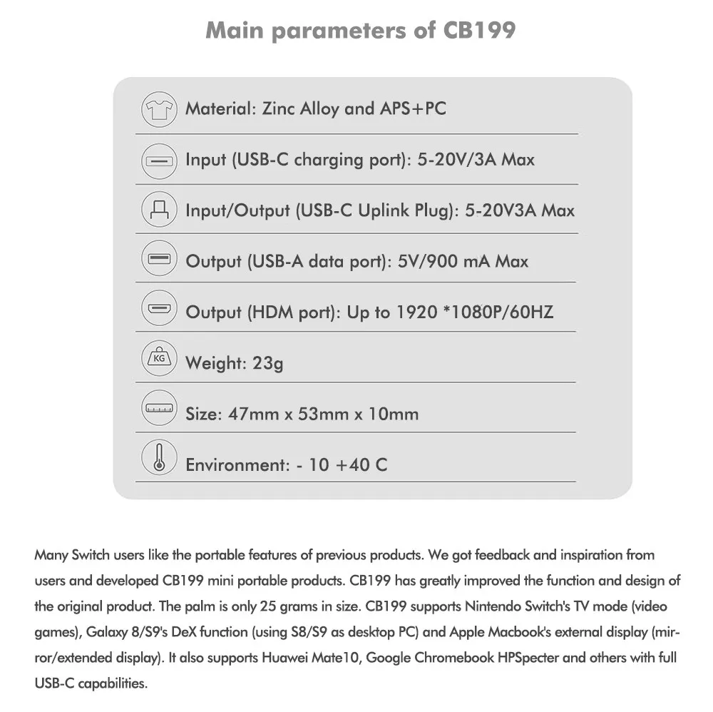 Type-C к HDMI USB-C 3,1 адаптер конвертер концентратор DeX 4K HD tv PD зарядка NS док-станция для C-Force CF001 для nintendo Switch/S8/MAC PR