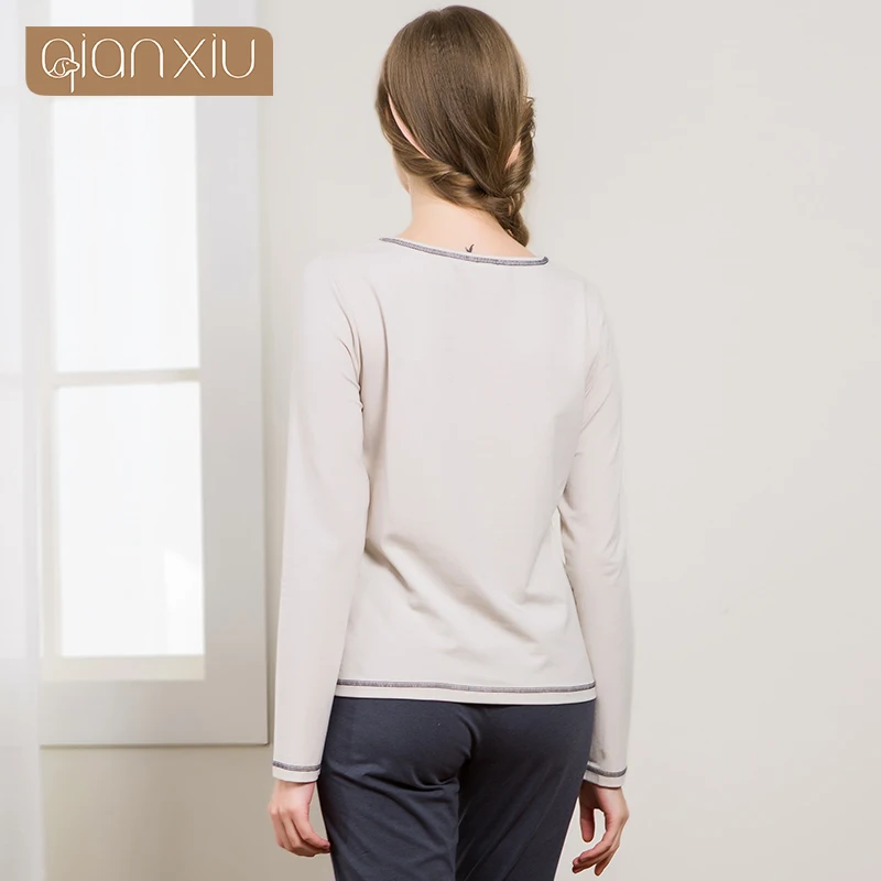 Qianxiu Pajamas Sets The New Fall For Women's High Quality Nightgown Suit Comfort Letters Pattern | Женская одежда