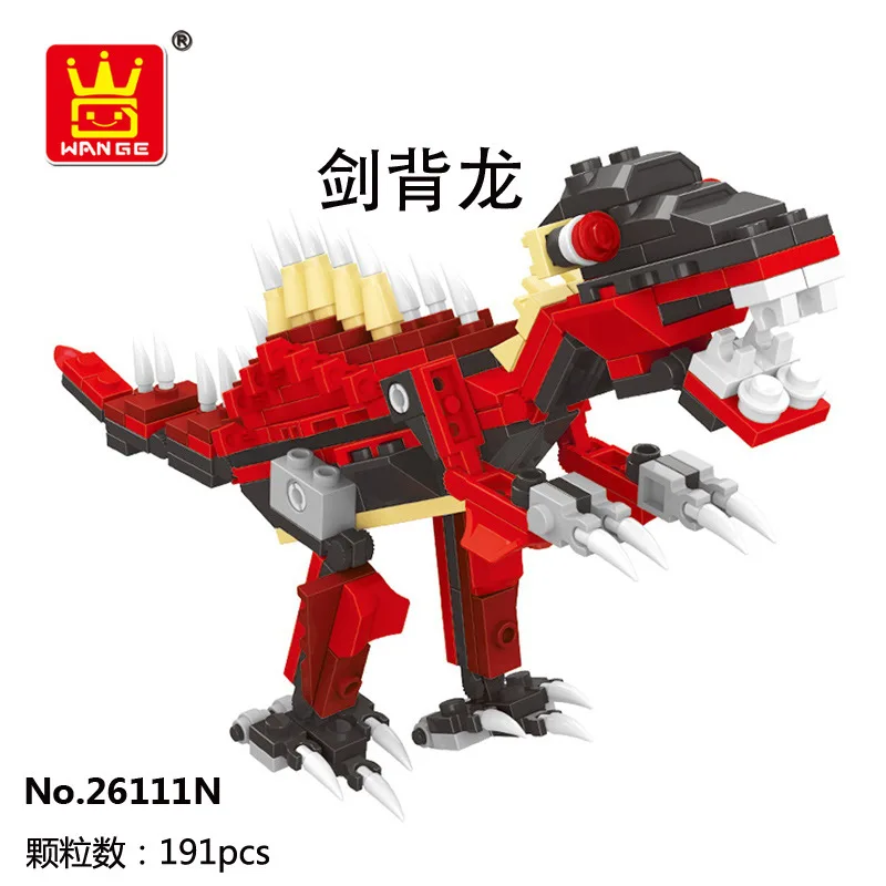 Wange маленькие частицы Строительные блоки Набор динозавр парк дети Сделай Сам